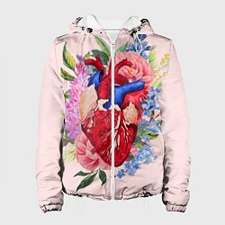 Куртка с капюшоном женская Цветочное сердце, цвет: 3D-белый