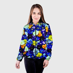 Куртка с капюшоном женская Синие цветы, цвет: 3D-черный — фото 2