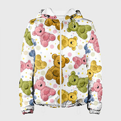 Куртка с капюшоном женская Любимые медвежата, цвет: 3D-белый