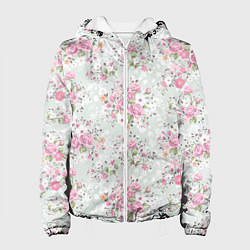 Куртка с капюшоном женская Flower pattern, цвет: 3D-белый