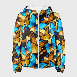 Куртка с капюшоном женская Бабочки, цвет: 3D-белый