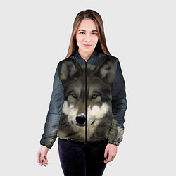 Куртка с капюшоном женская Зимний волк, цвет: 3D-черный — фото 2