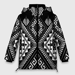 Куртка зимняя женская Индейские мотивы, цвет: 3D-черный