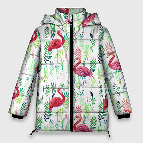 Женская зимняя куртка Цветы и бабочки 2 / 3D-Светло-серый – фото 1