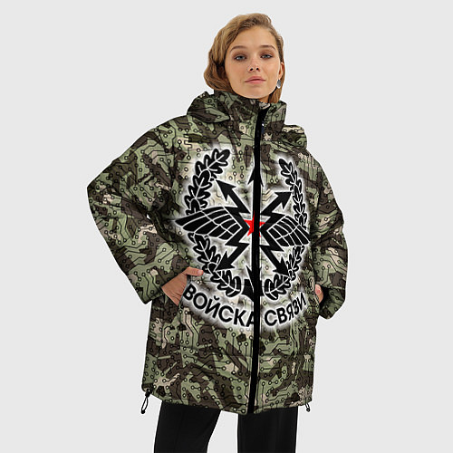 Женская зимняя куртка Войска связи: камуфляж / 3D-Красный – фото 3
