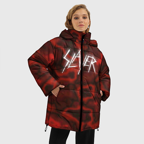 Женская зимняя куртка Slayer Texture / 3D-Красный – фото 3
