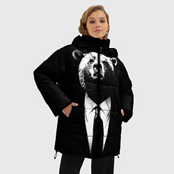 Куртка зимняя женская Медведь бизнесмен, цвет: 3D-черный — фото 2