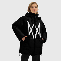 Куртка зимняя женская Watch Dogs 2 лого, цвет: 3D-черный — фото 2