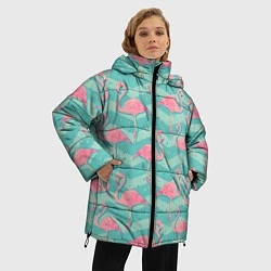 Куртка зимняя женская Flamingo Pattern, цвет: 3D-светло-серый — фото 2