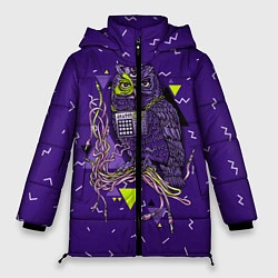 Куртка зимняя женская Сова хипстер, цвет: 3D-черный