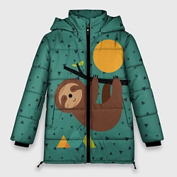 Куртка зимняя женская Довольный ленивец, цвет: 3D-черный