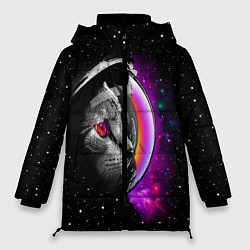Куртка зимняя женская Космический кот, цвет: 3D-светло-серый