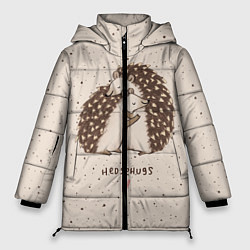 Куртка зимняя женская Влюбленные ежики, цвет: 3D-черный