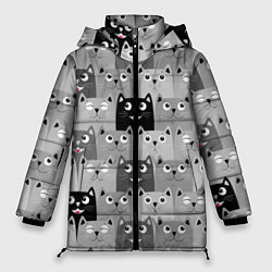 Куртка зимняя женская Котейки, цвет: 3D-черный