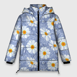 Куртка зимняя женская Нежные ромашки, цвет: 3D-черный