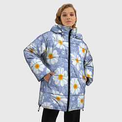 Куртка зимняя женская Нежные ромашки, цвет: 3D-черный — фото 2