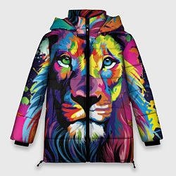 Куртка зимняя женская Красочный лев, цвет: 3D-черный