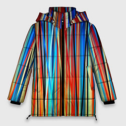 Куртка зимняя женская Colored stripes, цвет: 3D-красный
