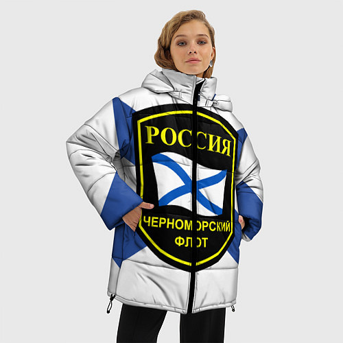 Женская зимняя куртка Черноморский флот / 3D-Красный – фото 3