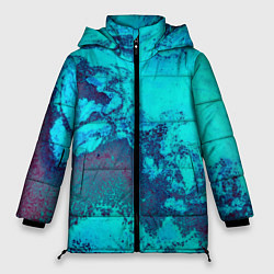 Куртка зимняя женская Лазурные текстуры, цвет: 3D-черный