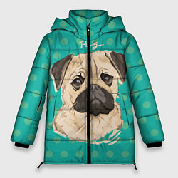 Куртка зимняя женская Pug Mops, цвет: 3D-красный