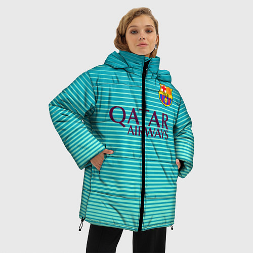 Женская зимняя куртка Barcelona FC: Aqua / 3D-Красный – фото 3