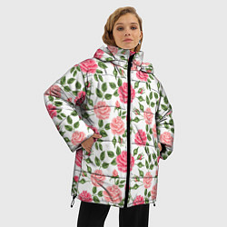 Куртка зимняя женская Розы Паттерн, цвет: 3D-черный — фото 2