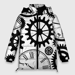 Куртка зимняя женская Часы и шестеренки, цвет: 3D-светло-серый