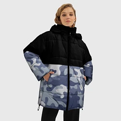 Куртка зимняя женская Камуфляж: черный/голубой, цвет: 3D-черный — фото 2