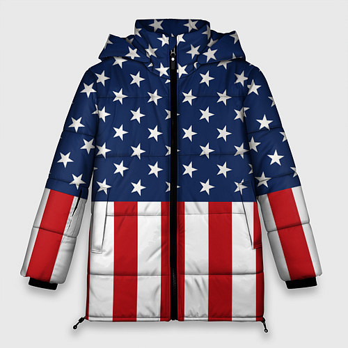 Женская зимняя куртка Флаг США / 3D-Светло-серый – фото 1