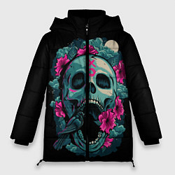 Куртка зимняя женская Dia de Muertos, цвет: 3D-черный