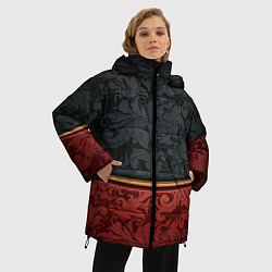 Куртка зимняя женская Узоры Black and Red, цвет: 3D-светло-серый — фото 2
