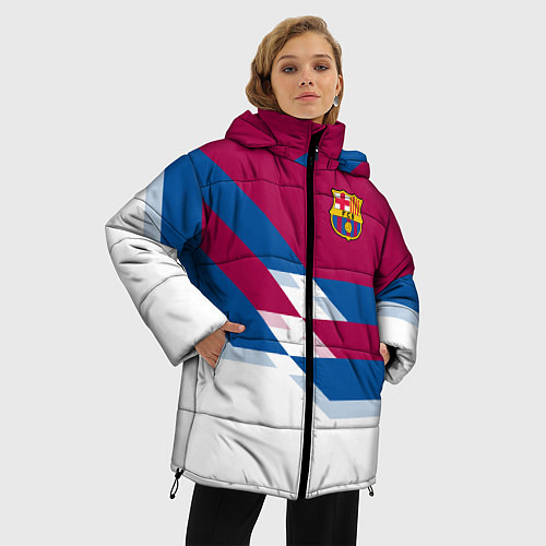 Женская зимняя куртка Barcelona FC: White style / 3D-Красный – фото 3