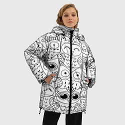Куртка зимняя женская Совушки: узор, цвет: 3D-черный — фото 2