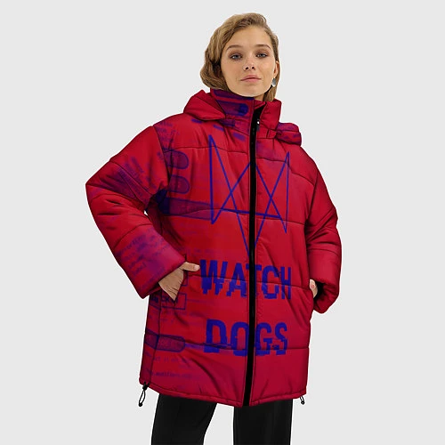 Женская зимняя куртка Watch Dogs: Hacker Collection / 3D-Красный – фото 3