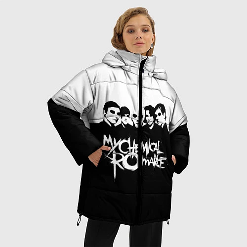 Женская зимняя куртка My Chemical Romance B&W / 3D-Красный – фото 3
