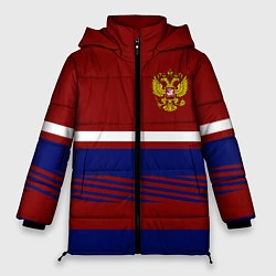 Куртка зимняя женская Герб РФ: Красный стиль, цвет: 3D-черный