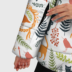 Куртка зимняя женская О кошках и птичках, цвет: 3D-черный — фото 2
