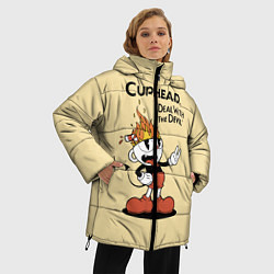 Куртка зимняя женская Cuphead: Flame Mugman, цвет: 3D-светло-серый — фото 2