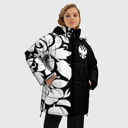 Куртка зимняя женская Russia: B&W Floral, цвет: 3D-красный — фото 2