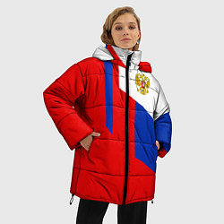 Куртка зимняя женская Russia: Geometry Tricolor, цвет: 3D-красный — фото 2