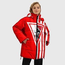 Куртка зимняя женская Красно-белый воин, цвет: 3D-черный — фото 2