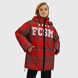 Куртка зимняя женская Футбольная клетка, цвет: 3D-красный — фото 2