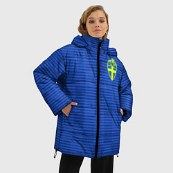Куртка зимняя женская Сборная Швеции: Гостевая ЧМ-2018, цвет: 3D-красный — фото 2