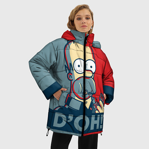 Женская зимняя куртка Homer Simpson DOH! / 3D-Красный – фото 3