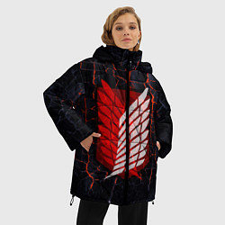 Куртка зимняя женская Атака Титанов: раскаленная лава, цвет: 3D-черный — фото 2