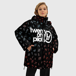 Куртка зимняя женская 21 Pilots: English Alphabet, цвет: 3D-черный — фото 2