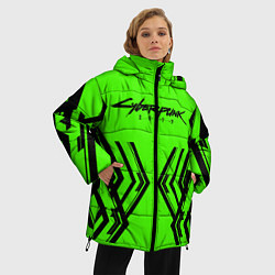 Куртка зимняя женская Cyberpunk 2077: Acid Green, цвет: 3D-красный — фото 2