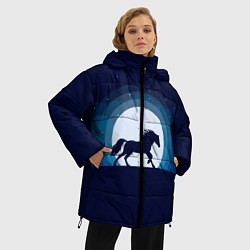 Куртка зимняя женская Лошадь под луной, цвет: 3D-светло-серый — фото 2