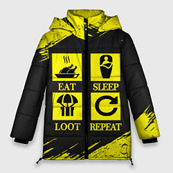 Куртка зимняя женская PUBG: Eat, Sleep, Loot, Repeat, цвет: 3D-черный